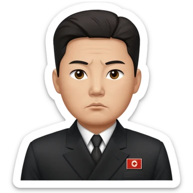 Portrait of a North Korean man, serious and stern, official portrait of a chief engineer at a shipyard, wearing formal dark clothing, neutral background, restrained style, DPRK propaganda style portrait, minimalist, masculine, confident gaze sticker