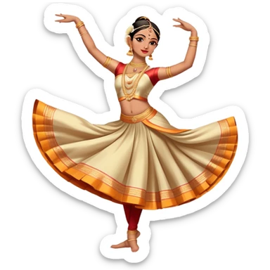 cinematic-realistic-bharatanatyam-dance-emoji,-depicted-as-an-elegant-classical-indian-dance-performance-with-graceful-poses,-intricate-costumes,-and-expressive-hand-gestures,-rendered-with-rich-textures-and-warm-dramatic-lighting, single dancer full body  sticker