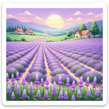 Shiny beautiful glossy purply pastel whitish light sparkly glittery sunny bright lavender lilac flower fields aesthetic scenery grass field cottagecore pastelcore lavendercore realistic real life outside painting sticker