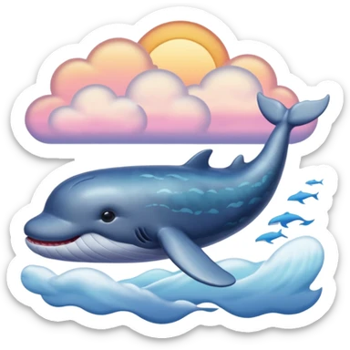 Sky Whale – Gigantic whale drifting among pastel sunset clouds. sticker