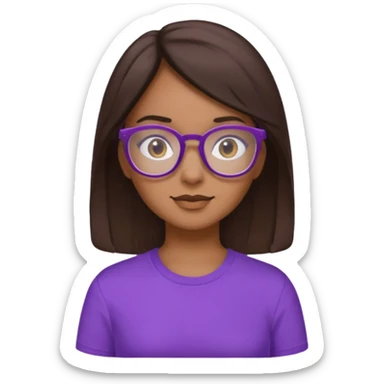 Chica de pelo moreno con gafas, lleva camisa violeta. Piel morena clara sticker