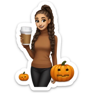 ariana grande with a pumpkin spiced latte in her han sticker