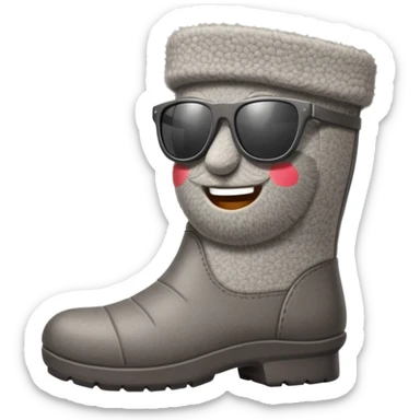A cute traditional Russian felt boot (valenok) with a smiling face, wearing sunglasses and looking cool sticker