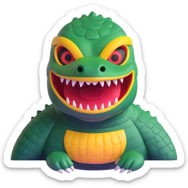 alligator luchador mask with scaly texture and menacing eyes sticker