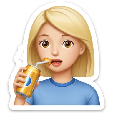 Girl chugging canned drink sticker