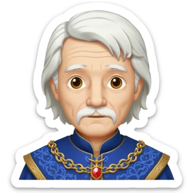 a white haired old man standing in medieval royal clothes sticker