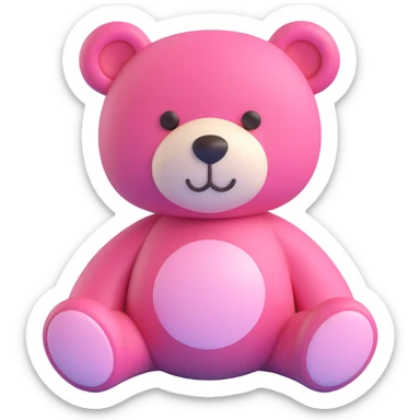 pink teddy bear, cute, simple sticker