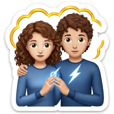 a 15 year old girl with brown curly hair but she has lightnings in it with a brown haired boy who gave her a promise ring sticker