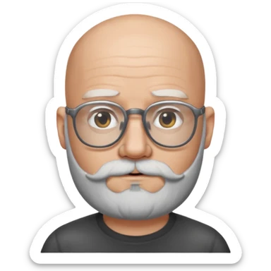 Bald man with salt and pepper beard and glasses sticker