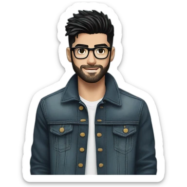 zayn malik sporting a pair of spzayn malik sporting a pair of spectacles with beard and black hair jean jacket sticker