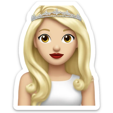 Tiara on a blonde white girl with red lipstick  sticker
