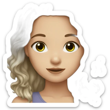 One white girl with long wavy brown hair and dark greeneyes sticker