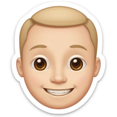 Funny caricature style cartoon, big head small body, happy face sticker