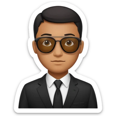Apple emoji style, black-suited special agent wearing sunglasses sticker