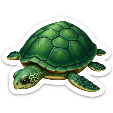Angry dark green turtle that has half closed eyelids sticker