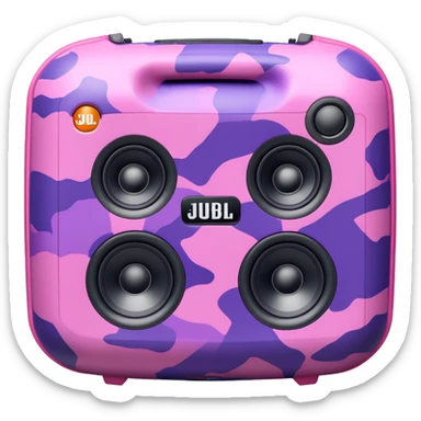 Ultra simple JBL Clip 4 speaker with pink and purple camouflage pattern, iOS emoji style sticker