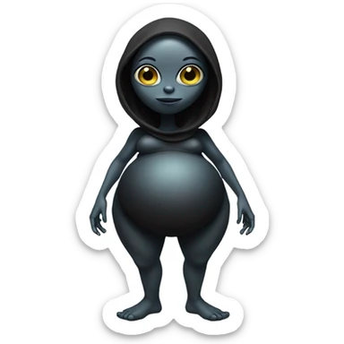 Pregnant black alien woman, full body sticker
