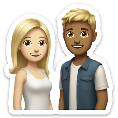 blonde girl smiling at brown haired boy sticker
