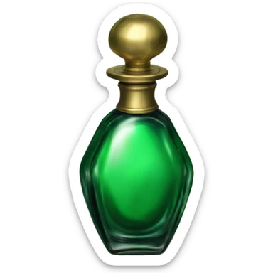 Green magic old Antique oil perfume bottle with herbal and rose flowers sticker