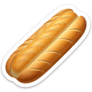 baguette bread object icon, crispy golden crust, detailed bread texture, 3D cartoon, mobile game icon style, centered, clean background, soft shadow, no text, no watermark
 sticker