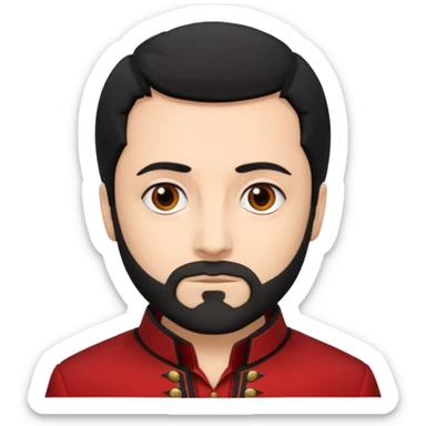 Jean Valjean From Les Miserables with light skin, gray eyes, Black Hair, red outfit sticker