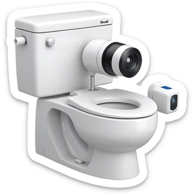 skibidi toilet character, anthropomorphic toilet with camera head sticker