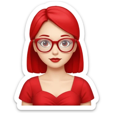 red glasses and red dressed woman sticker