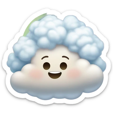 cartoonish face and a fluffy cloud, rainbow, and unicorn above the head. Keep the style similar to iPhone emojis. sticker
