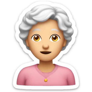 an older woman  is thinking with question mark above her head  sticker