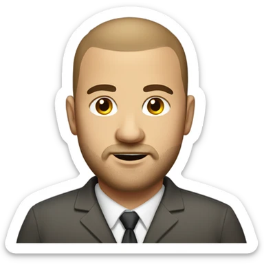 overweight italian business man, with brown buzz cut and a stubbled beard. sticker
