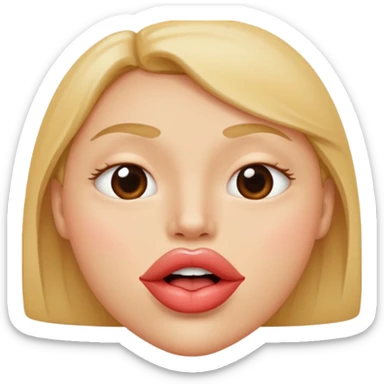 

I'd like an emoji with slightly squinty eyes, a mouth giving a tight kiss with little creases around the lips sticker