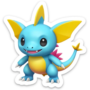 A 3D CGI model of a randomly-colored kawaii Fakémon-Pokémon-Digimon-Spectrobe-creature (full body) sticker