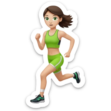 a white brunette girl with green eyes and freckles going for a run sticker