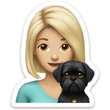 Blonde woman and black shih tzu dog  sticker