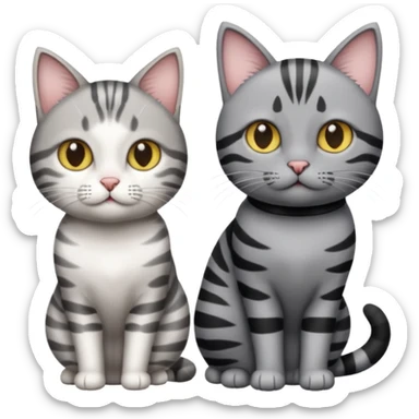 Gato gris atigrado y gato blanco con negro  sticker