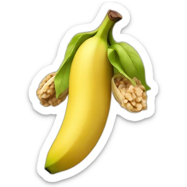 Banana with walnuts at the base sticker