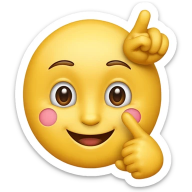 Yellow emoji pointing to its head like "smart thinking" sticker
