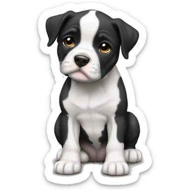 Black and white English staffordshire puppy full body sticker