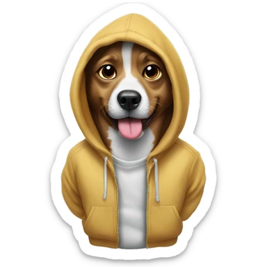 Dog wearing a hoodie sticking tongue out  sticker