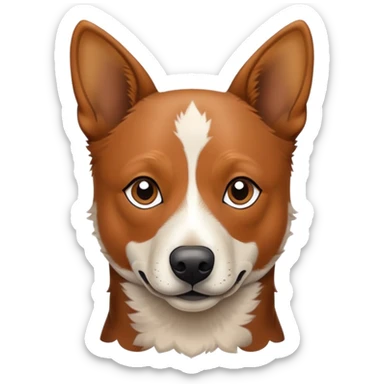 Brown cattle dog with a thin white nose stripe and tan cheeks sticker