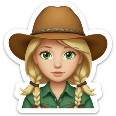 girl with blonde hair and green eyes western sticker