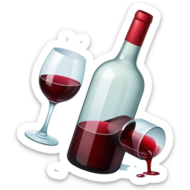 red wine broke glass bottle sticker