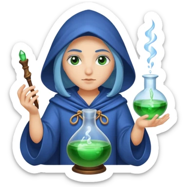 rune mage stirring potion slowly eye contact sticker