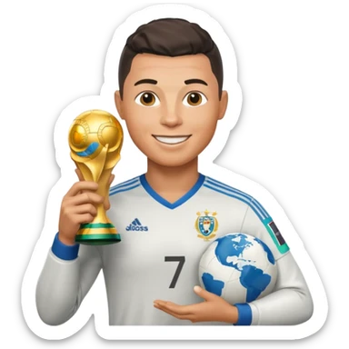 Ronaldo with world cup trophy sticker