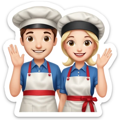 artists welcoming guests at a French  spam meat exhibition  sticker