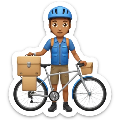 Bike courier with messenger box sticker