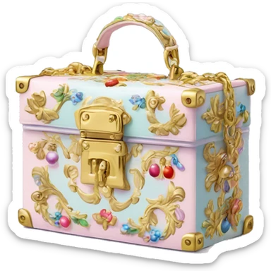 Dolce and Gabbana small box bag with colourful pastel ornament and golden detais  sticker