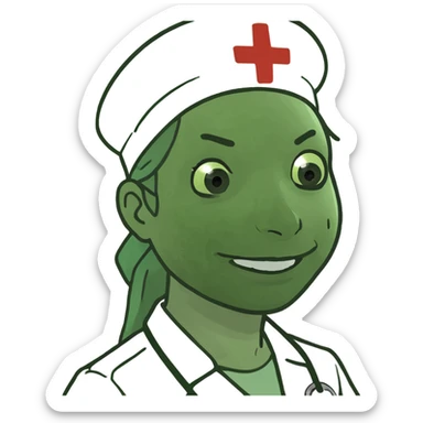 Gorgeous youn make nurse with elderly patient  sticker