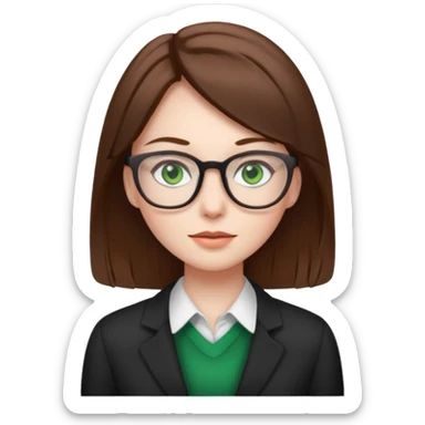 Green eyes office girl with straight hair  sticker