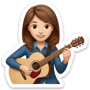 based on this "💁🏻‍♀️" emoji, draw a brown-haired woman playing an acoustic guitar sticker